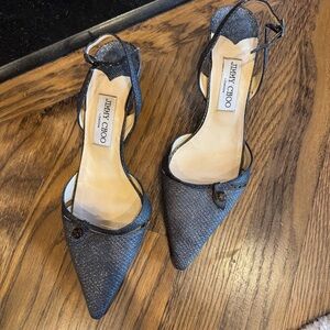 Jimmy Choo Black Sparkle Kitten Heels